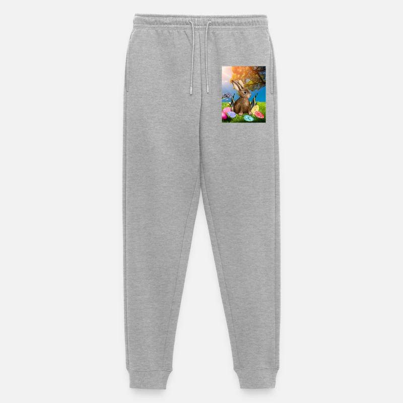 Spring Easter bunny with Easter eggs - Men's Premium Organic Joggers - heather grey