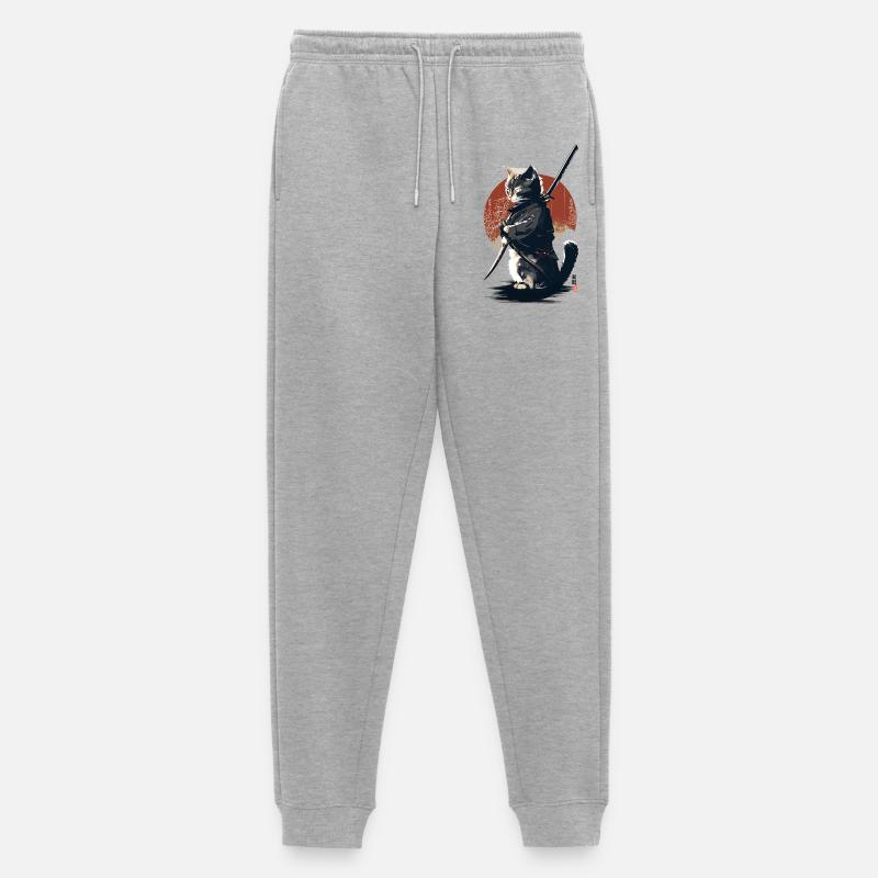 Kawaii Neko Samurai : Katzen-Samurai - Männer Premium Bio Jogginghose - Grau meliert