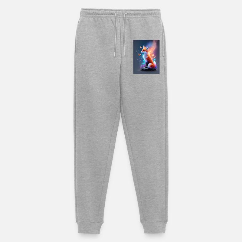 Fantastischer Fuchs mit bunten Schmetterlingen - Männer Premium Bio Jogginghose - Grau meliert