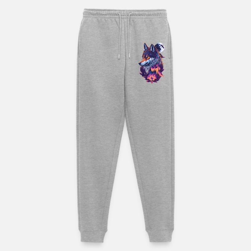 Wolf - Männer Premium Bio Jogginghose - Grau meliert