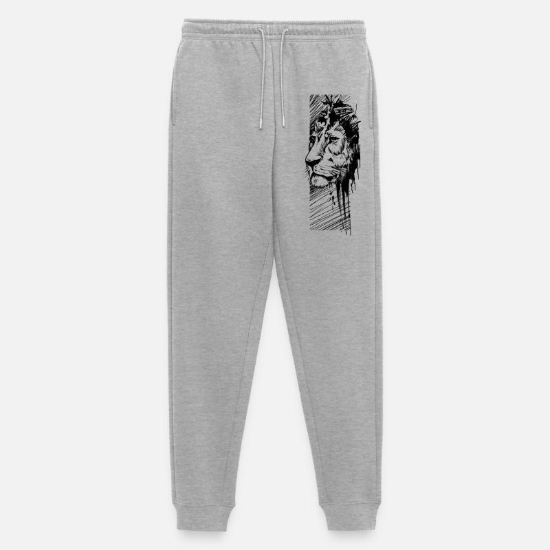 Löwe - Männer Premium Bio Jogginghose - Grau meliert