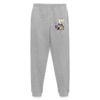 Patchwork Katze Fred Tatze - Männer Premium Bio Jogginghose - Grau meliert - Vorne - Thijin (182cm)