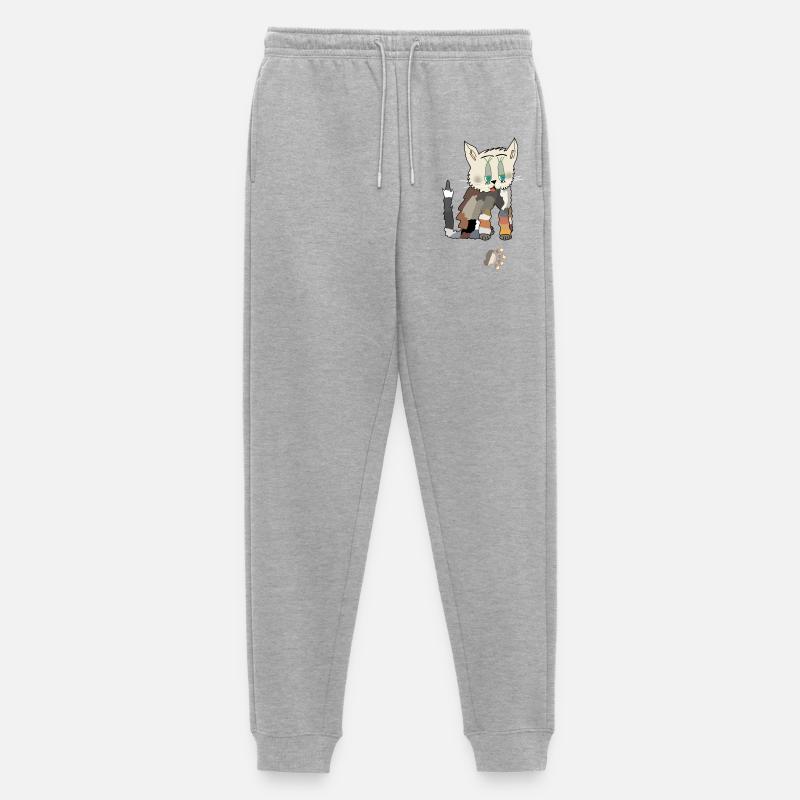 Patchwork Katze Fred Tatze - Männer Premium Bio Jogginghose - Grau meliert