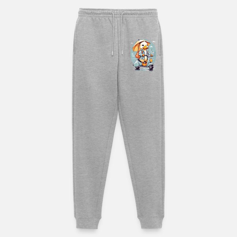 Ente mit Roller - Männer Premium Bio Jogginghose - Grau meliert