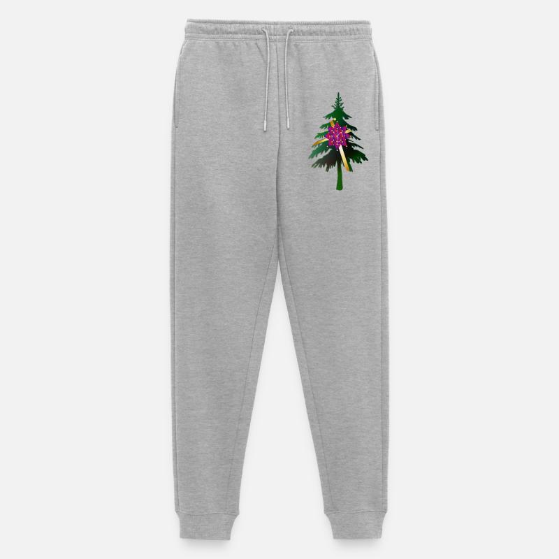 Christbaum oder Weihnachtsbaum & Geschenkschleife - Männer Premium Bio Jogginghose - Grau meliert