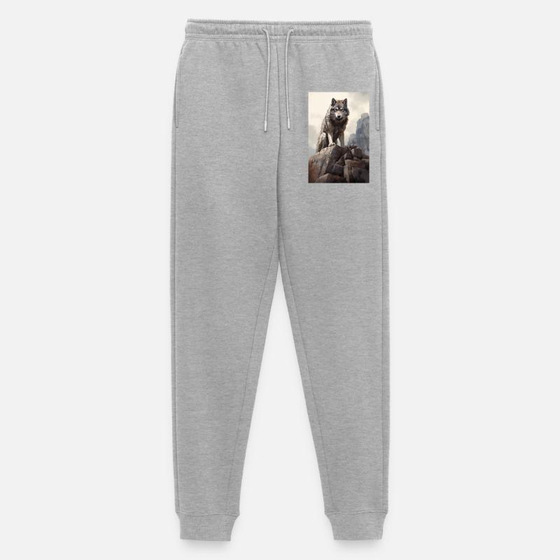 Wolf Illustration - Männer Premium Bio Jogginghose - Grau meliert