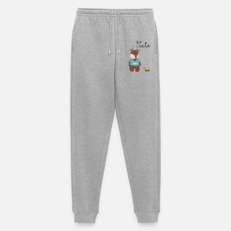 So Cute – Reh mit Entchen 🦌💛 - Männer Premium Bio Jogginghose - Grau meliert