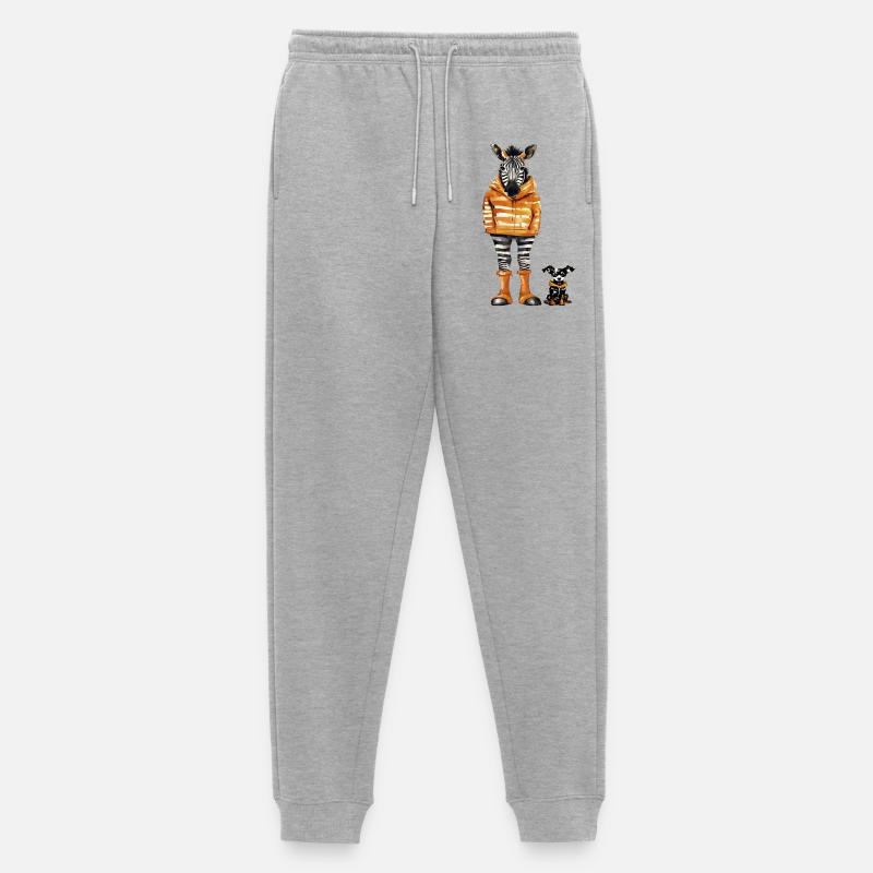 Zebra im orangen Parka - Männer Premium Bio Jogginghose - Grau meliert