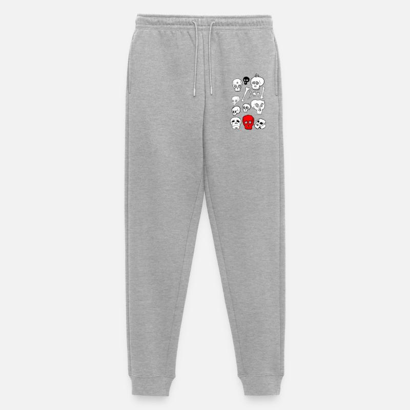 Skull-Design mit Farbkontrast - Männer Premium Bio Jogginghose - Grau meliert