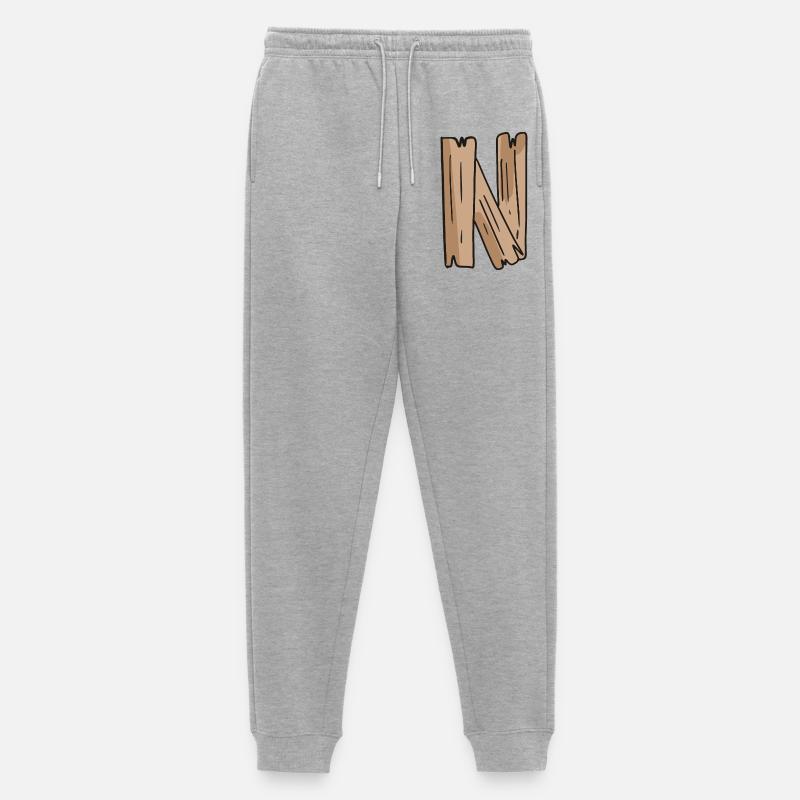 Buchstabe N Holz Holzbuchstabe Name - Männer Premium Bio Jogginghose - Grau meliert