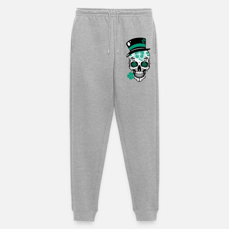 Sugar Skull Totenschädel St Patricks Day - Männer Premium Bio Jogginghose - Grau meliert
