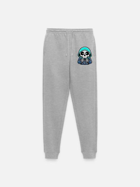 Skeleton Hoodie Neon Blue - Men's Premium Organic Joggers - heather grey