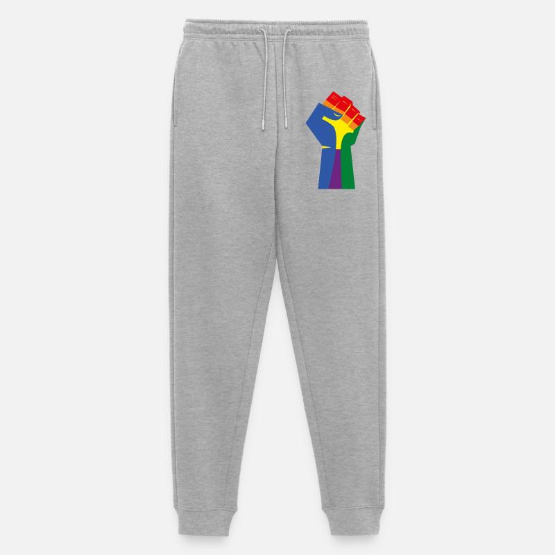 Die erhobene Faust (Regenbogenfarben) - Männer Premium Bio Jogginghose - Grau meliert