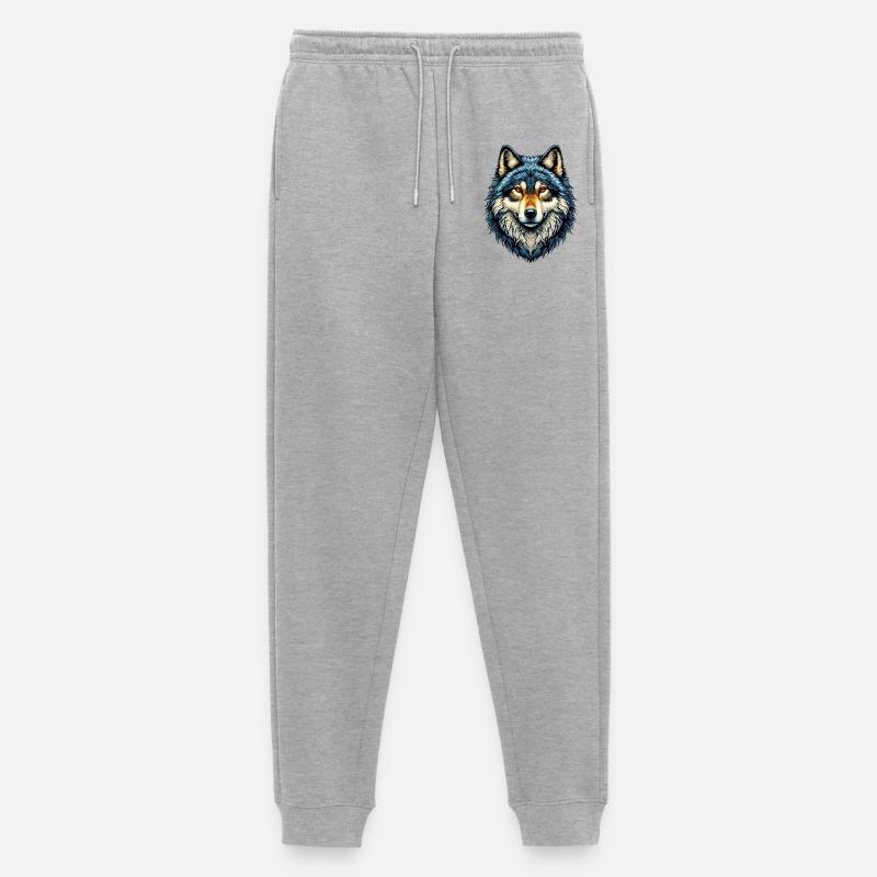 Wolf - Männer Premium Bio Jogginghose - Grau meliert