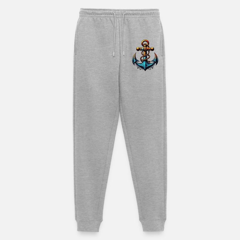 Ein Anker - Männer Premium Bio Jogginghose - Grau meliert