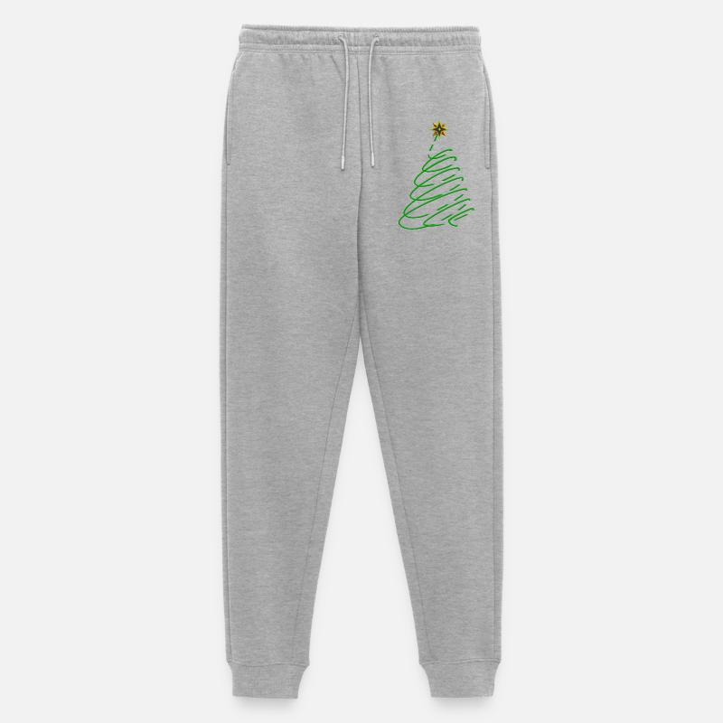 Weihnachtsbaum Spirale mit Stern - Männer Premium Bio Jogginghose - Grau meliert