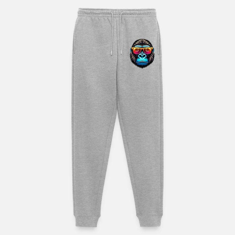 Gorillas mit Sonnenbrille - Männer Premium Bio Jogginghose - Grau meliert
