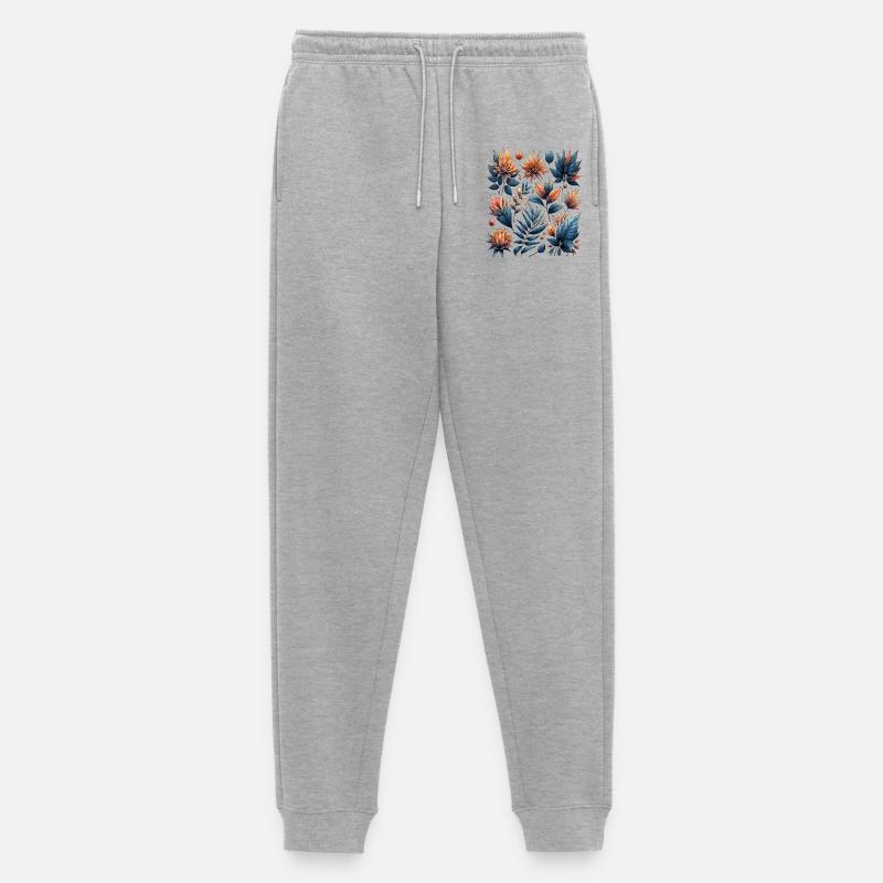 Aquarelle Blätter Boho Blättermuster - Männer Premium Bio Jogginghose - Grau meliert