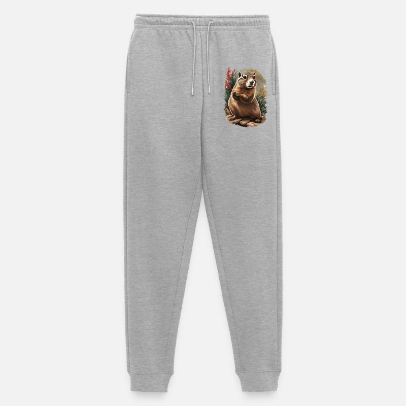 Neugieriges Garten-Murmeltier - Männer Premium Bio Jogginghose - Grau meliert