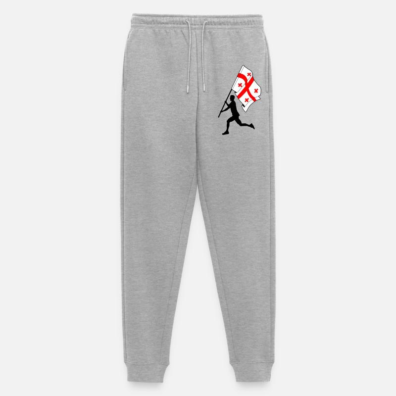 Flagge Georgia Mann läuft - Männer Premium Bio Jogginghose - Grau meliert