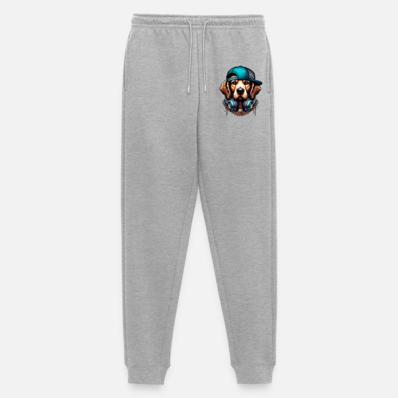Hund - Männer Premium Bio Jogginghose - Grau meliert