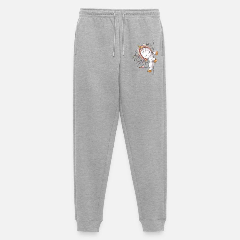 Drolliges Regenbogen Einhorn Fantasy - Männer Premium Bio Jogginghose - Grau meliert