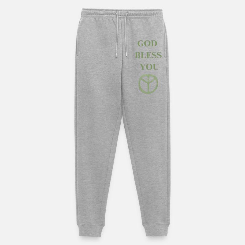 GOD BLESS YOU - Männer Premium Bio Jogginghose - Grau meliert