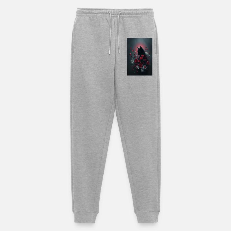 Katze mit Blumen - Männer Premium Bio Jogginghose - Grau meliert