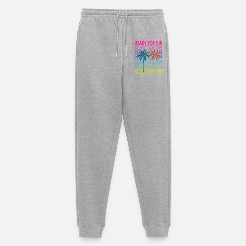 Neon Tropentext Ready for Fun - Männer Premium Bio Jogginghose - Grau meliert