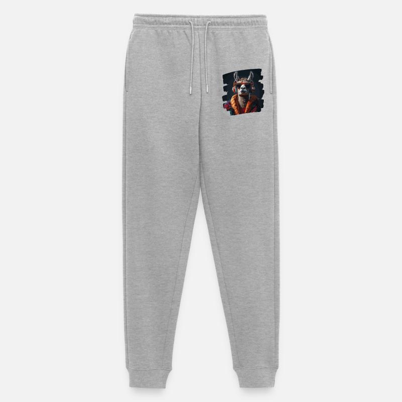 Lama Kopfhörer - Männer Premium Bio Jogginghose - Grau meliert