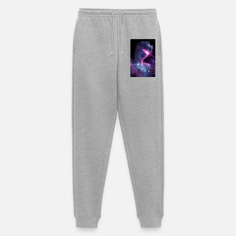 Vaporwave Glitch Punk David Statue - Männer Premium Bio Jogginghose - Grau meliert
