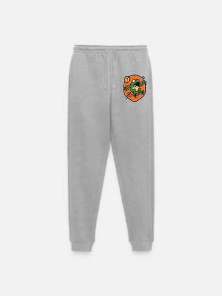 Panic Frog badge - Men's Premium Organic Joggers - heather grey