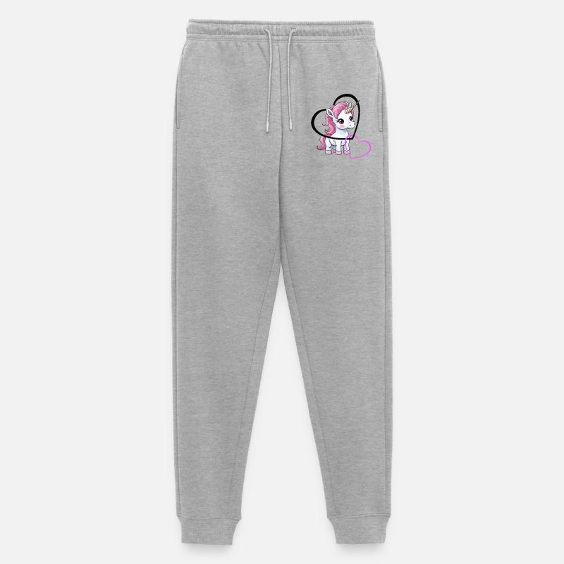 Einhorn Herz Herzen Valentin - Männer Premium Bio Jogginghose - Grau meliert