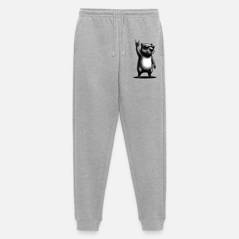 Rock Capybara - Männer Premium Bio Jogginghose - Grau meliert