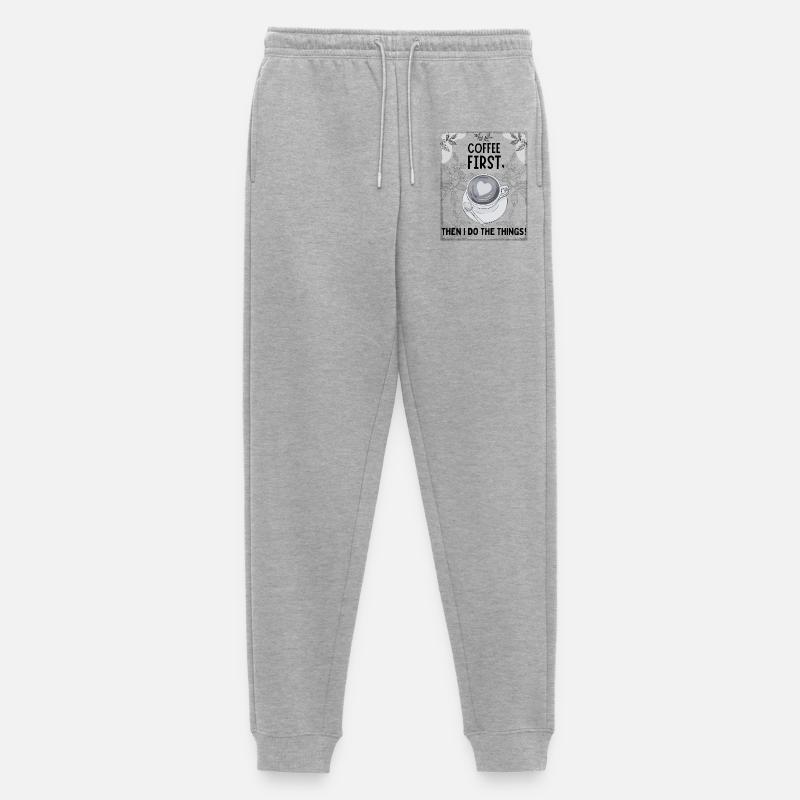 Coffee First – Then I Function - Männer Premium Bio Jogginghose - Grau meliert