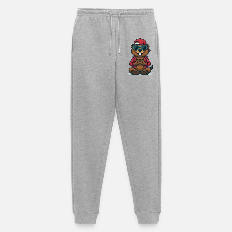 Cooler Herz-Biber - Männer Premium Bio Jogginghose - Grau meliert