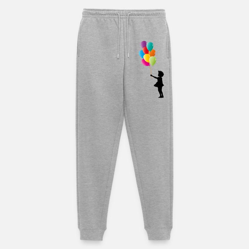 Mädchen mit bunten Luftballons - Männer Premium Bio Jogginghose - Grau meliert