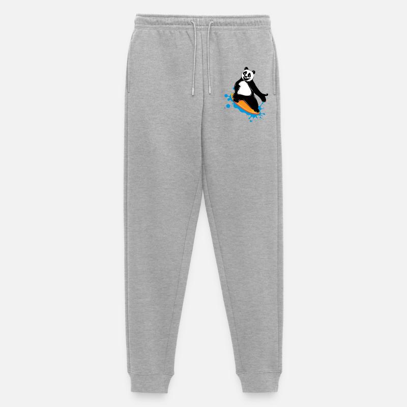 Surfender Panda Bär im Graffiti Stil - Männer Premium Bio Jogginghose - Grau meliert