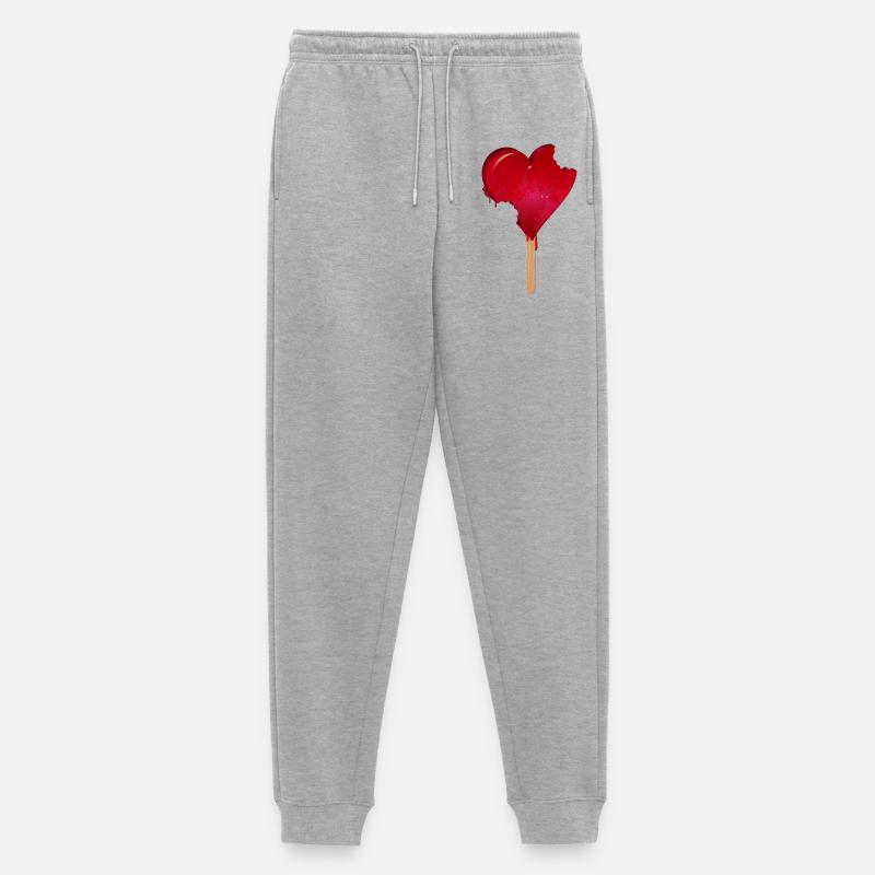 Rotes Herz Eis mit Biss - Männer Premium Bio Jogginghose - Grau meliert