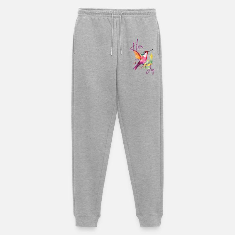 Bunter Kolibri mit Freuden- und Hoffnungsmustern - Männer Premium Bio Jogginghose - Grau meliert