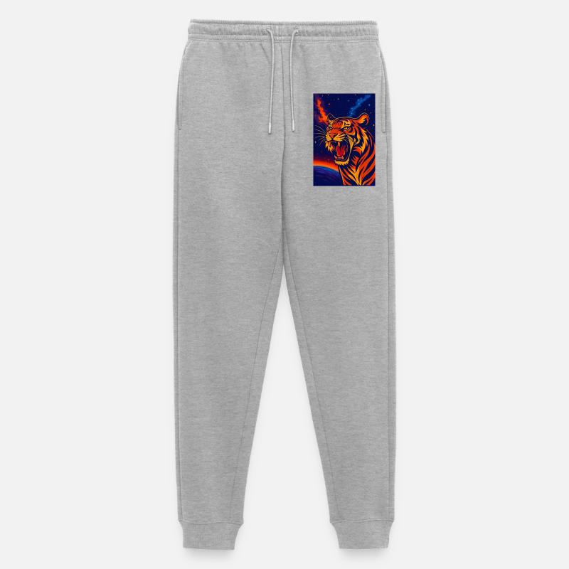Himmlisches Tigernebel-Design, Liebestiger - Männer Premium Bio Jogginghose - Grau meliert