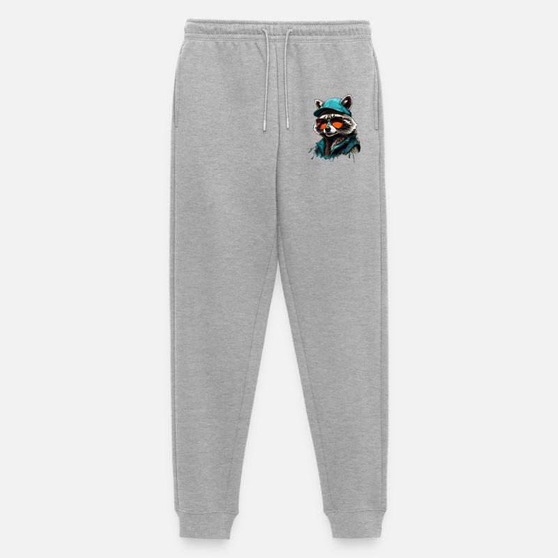 Cooler Waschbär mit Sonnenbrille und Cap - Männer Premium Bio Jogginghose - Grau meliert