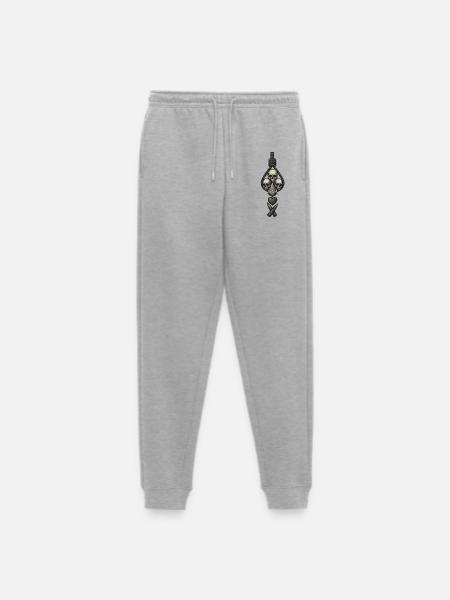 Avi Collection – Skulls & Flame - Men's Premium Organic Joggers - heather grey