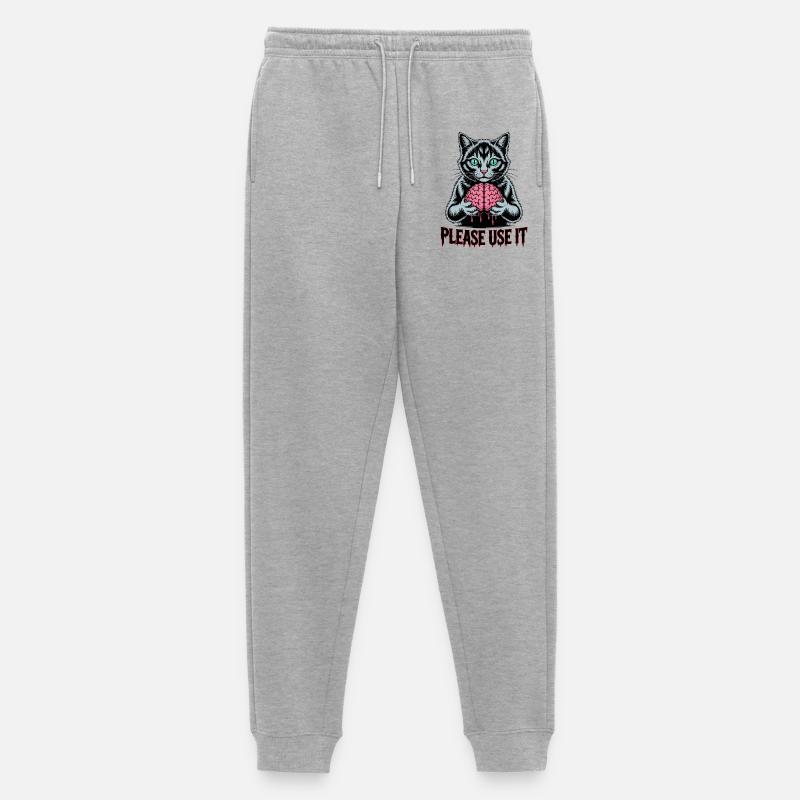 Zombie-Katze, bitte benutzen Sie sie - Männer Premium Bio Jogginghose - Grau meliert