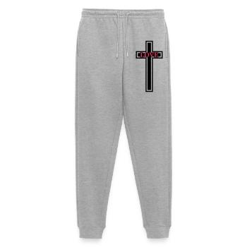 Cross Christian Love - Men's Premium Organic Joggers - heather grey - Front - Thijin (182cm)
