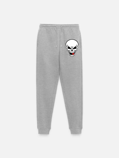 Rebellenschädel mit rotem Lutscher - Männer Premium Bio Jogginghose - Grau meliert