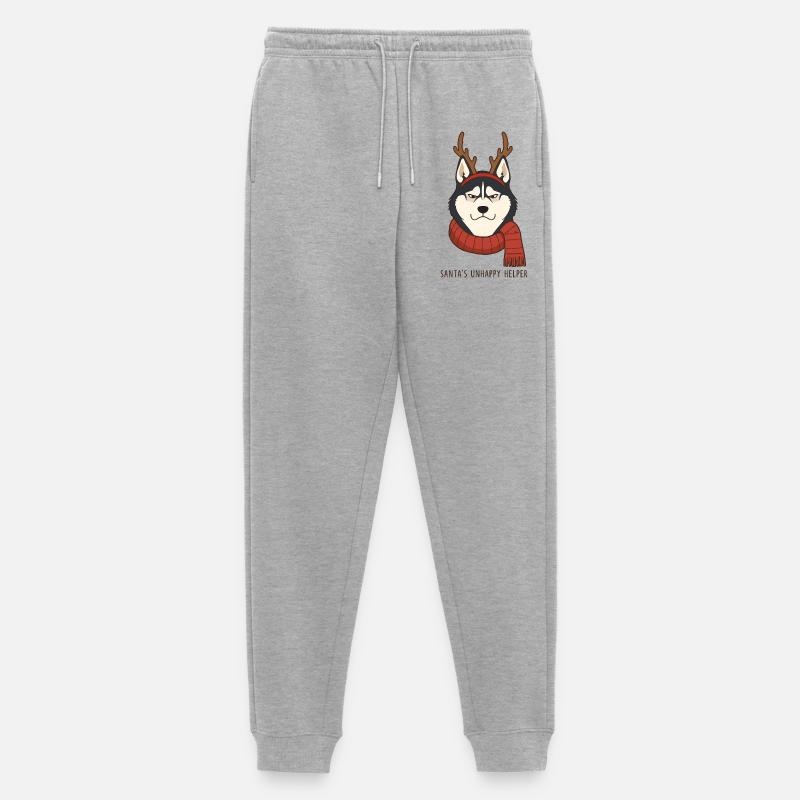 Grumpy Husky – Santa’s Unhappy Helper - Männer Premium Bio Jogginghose - Grau meliert