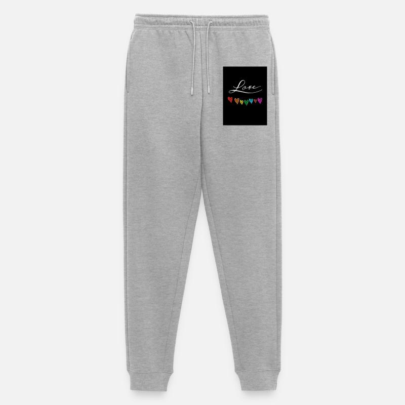 Bunte Liebe mit handgestalteten Herzen - Männer Premium Bio Jogginghose - Grau meliert
