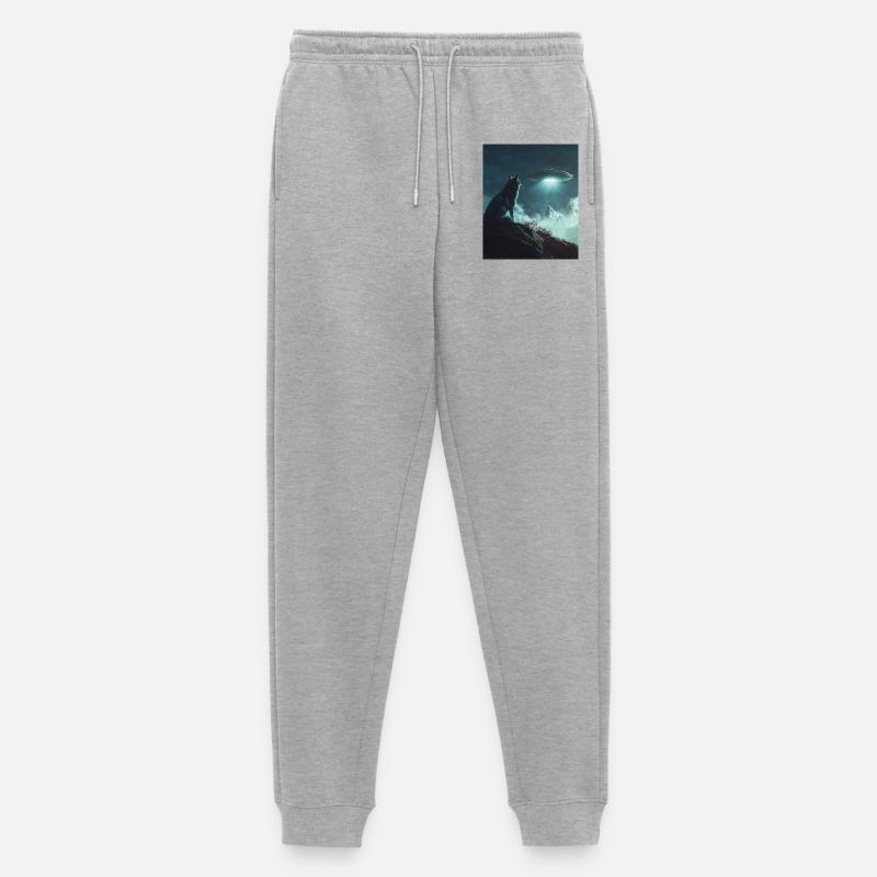 Wolf Selfie mit UFO - Männer Premium Bio Jogginghose - Grau meliert