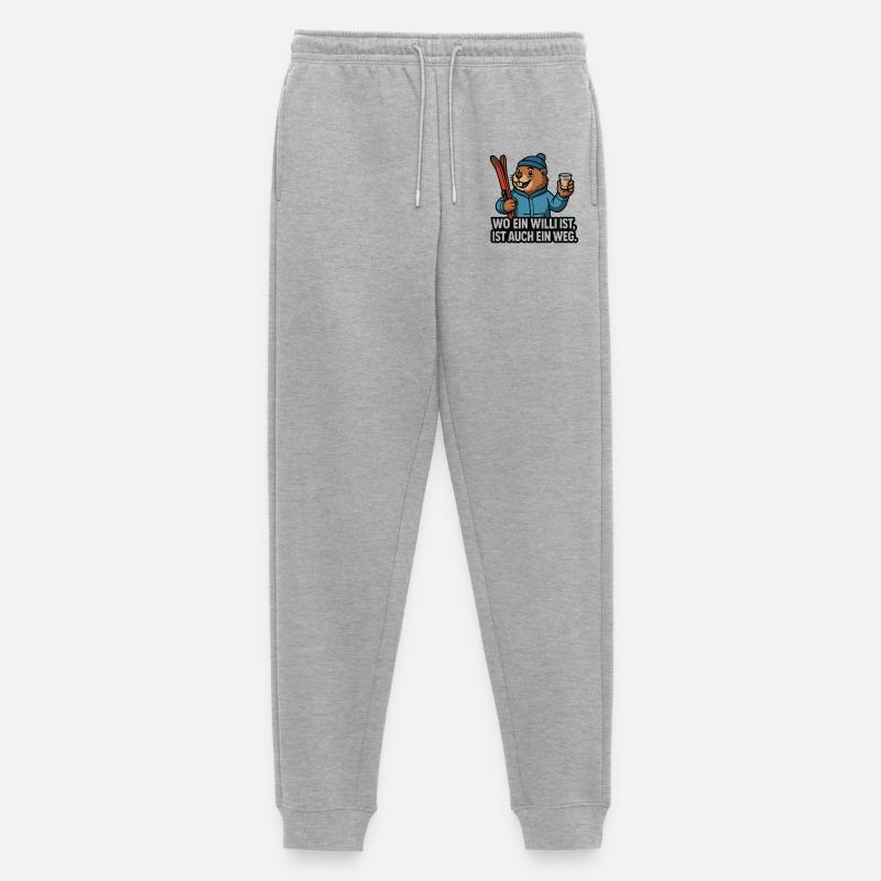 Ski Murmeltier Willi Spruch - Männer Premium Bio Jogginghose - Grau meliert
